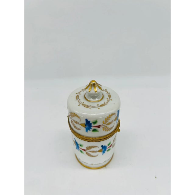 Art Deco Vintage Le Tallec Enamel Decorated & Gilt Porcelain Box Circa 1966 For Sale - Image 3 of 7