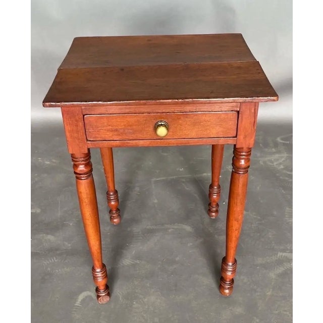 19th Century American Cherry One Drawer Stand With Turned Legs and Feet For Sale In Richmond - Image 6 of 11