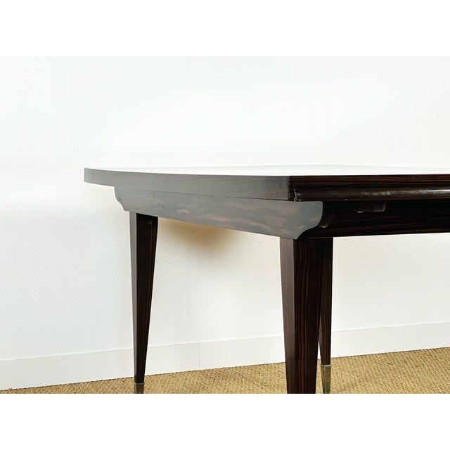 Wood Art Deco Dining Table in Macassar Ebony with Extensions, France, 1940s For Sale - Image 7 of 18
