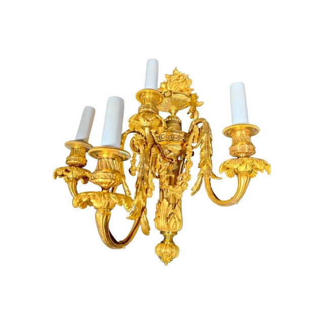Italian Empire Sconces in Gilded Bronze, 1750s, Set of 2 For Sale - Image 4 of 14