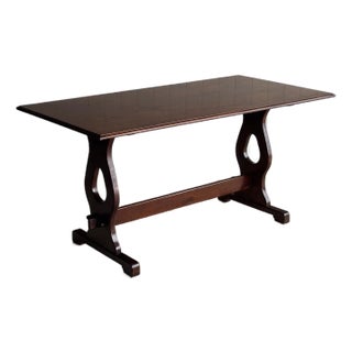 Antique English Trestle Dining Table, Late 19th Century For Sale