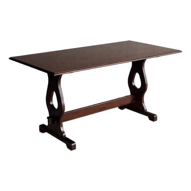 Antique English Trestle Dining Table, Late 19th Century For Sale