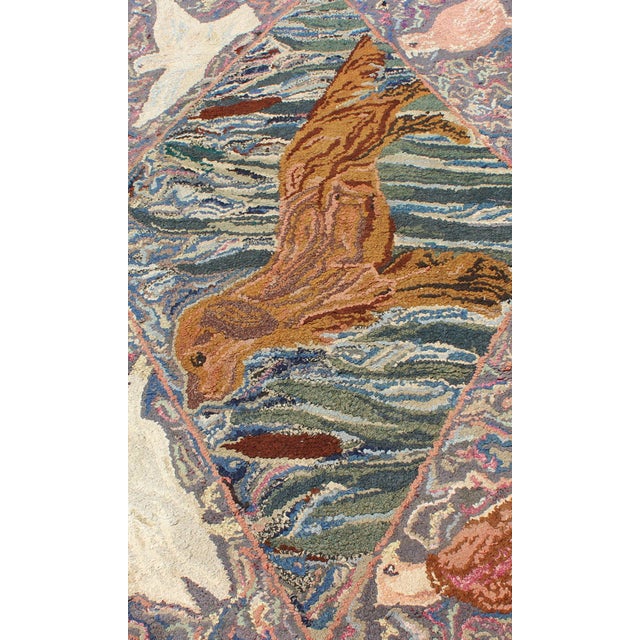American Hooked Rug With a Golden Retriever With Different Type of Birds For Sale - Image 11 of 11