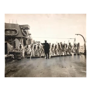 1928 British Navy Swabbing Decks Black & White Photograph