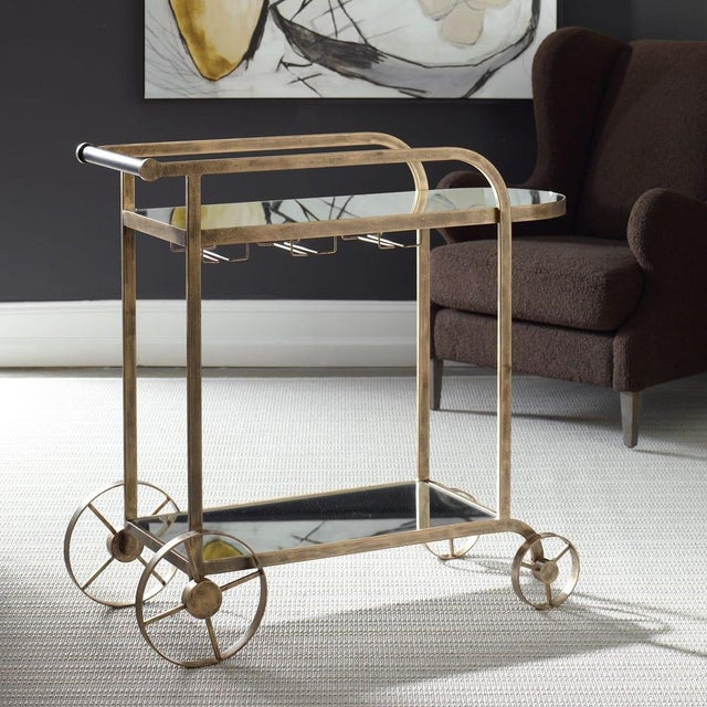 Bronze Trolley Bar Cart For Sale - Image 8 of 8