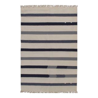 Modern Handwoven Ivory Kilim 4'1 X 6'2 For Sale