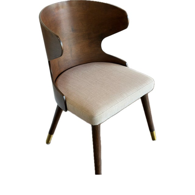 Brass Mid-Century Modern Style Walnut Dining Set, Sculptural Barrel Back Chairs, Malaysia 2020 For Sale - Image 8 of 17