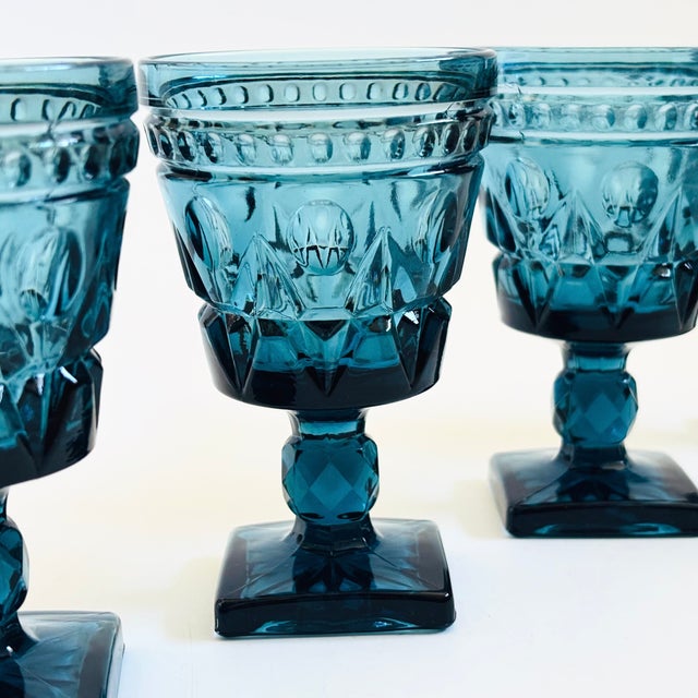 Colony Glass Vintage Blue Wine Goblets - "Park Lane" by Colony - Set of 4, 1970s For Sale - Image 4 of 8