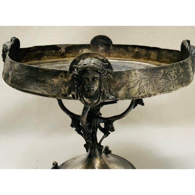 Victorian 19th Century American Victorian Figural Silver-Plate Centerpiece Tazza For Sale - Image 3 of 18