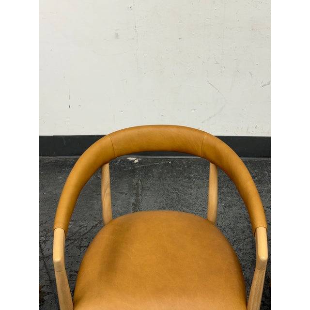 West Elm Irvine Sesame Leather Dining Chairs, Set of Four For Sale - Image 9 of 12