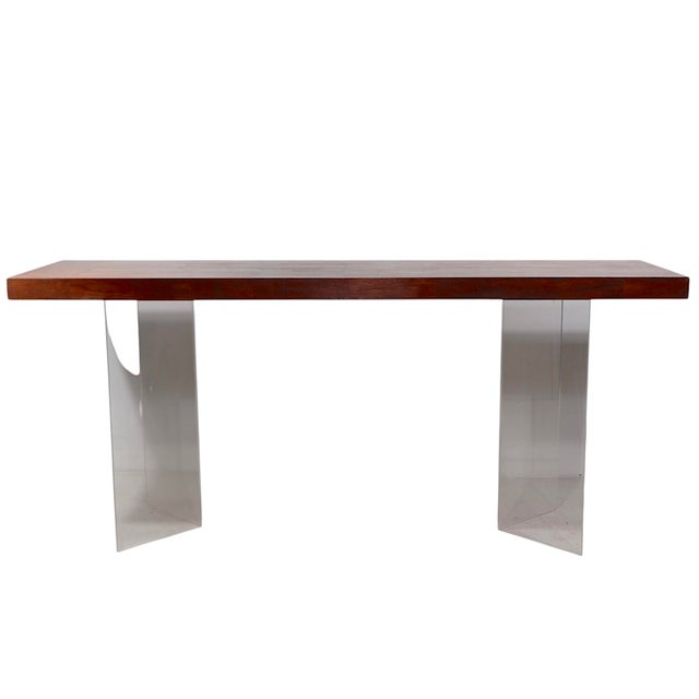 Mid 20th Century Post Modern Space Age Mid Century Lucite and Wood Console Table After Kagan C. 1960/70's For Sale - Image 5 of 12