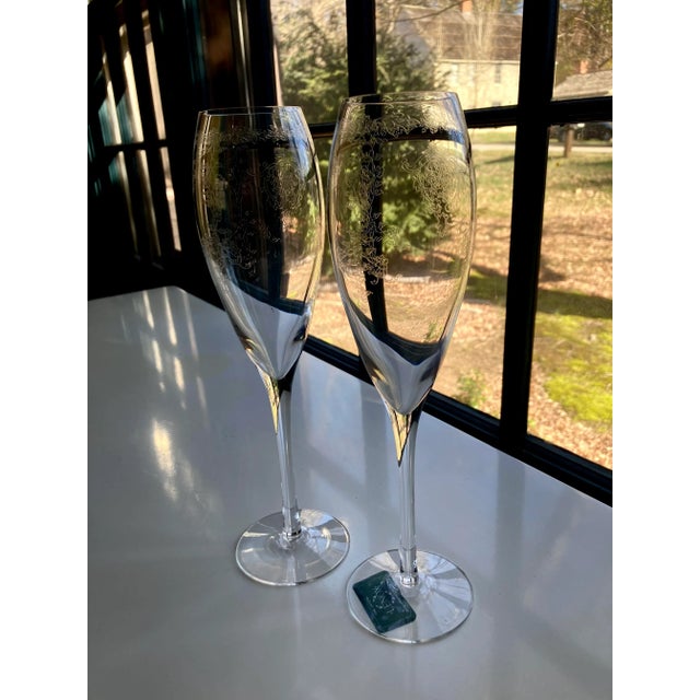 Lenox Contemporary Lenox Crystal " Lace" Pattern Champagne Glasses- Set of 2 For Sale - Image 4 of 7