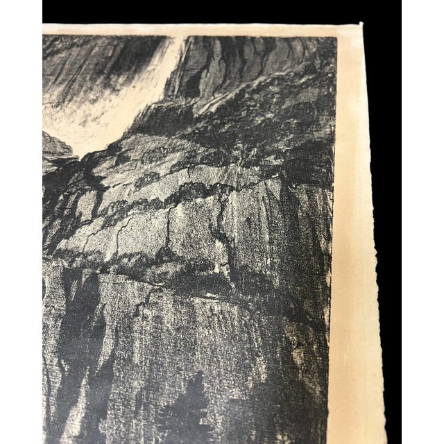 Late 19th Century "Lower Falls, Yosemite" Joseph Pennell Pencil Signed & Titled Lithograph Print For Sale - Image 5 of 7