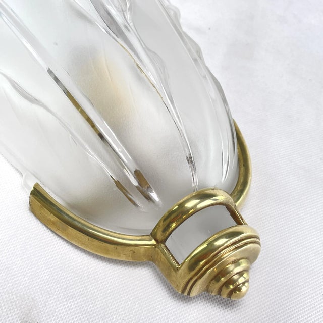 Art Deco Bronze & Glass Wall Lamp by Ezan, France, 1940s For Sale - Image 6 of 9