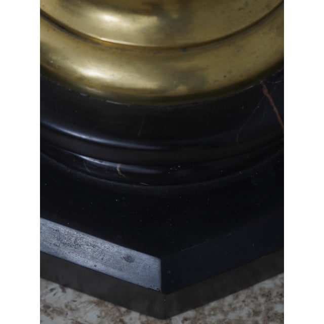 Stone Black Marble Column Pedestal W. Bronze Work For Sale - Image 7 of 10
