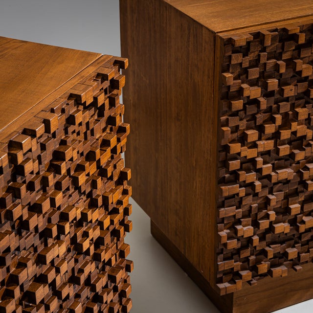 2000 - 2009 Pair of Contemporary Italian Sideboards With Brutalist Surface Design For Sale - Image 5 of 12