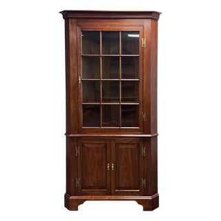 Henkel Harris Wild Black Cherry Style 1114 12 Pane Corner Cabinet For Sale