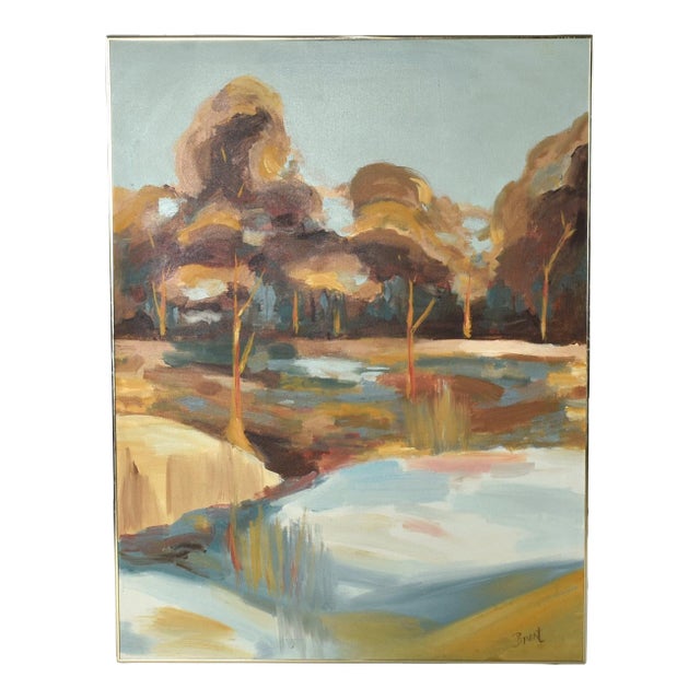 Harris Strong Studios Light Blue and Brown Grove Painting by Brent For Sale