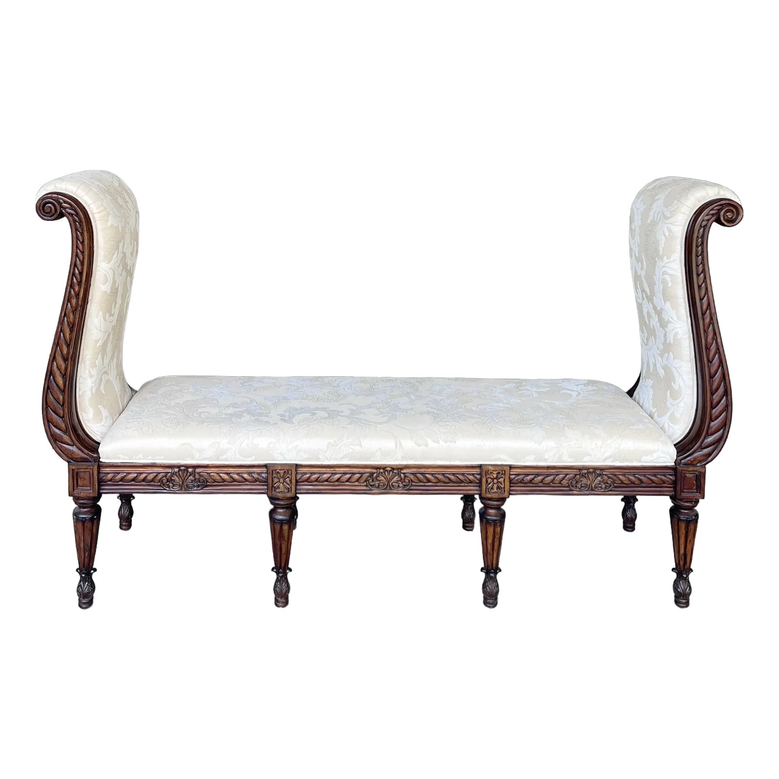 Statement Carved Regency Style Windiw Bench | Chairish