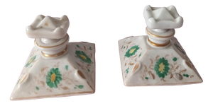 Antique French Hand Painted Porcelain Perfume Bottles, Set of 2