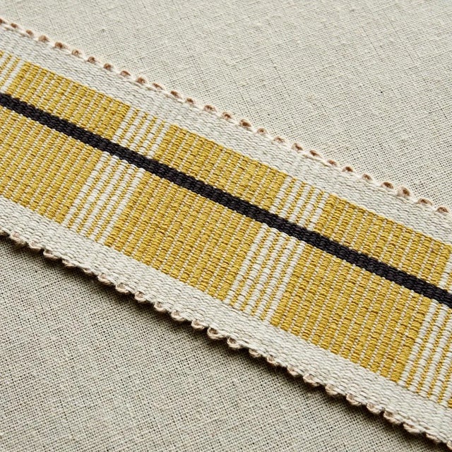 Schumacher Sample - Schumacher x Stephanie Seal Brown Calcada Tape Medium Trim in Maize For Sale - Image 4 of 4