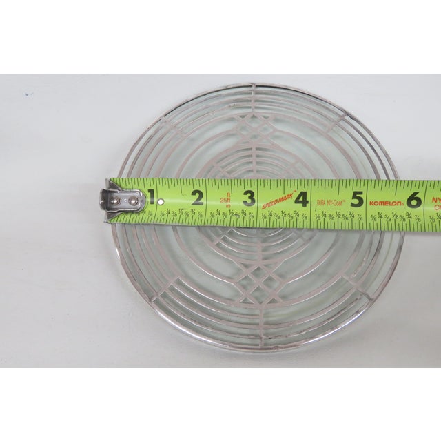 Early 20th Century Early 20th Century Silver Plated Glass Trivet Heat Resistant Round Hot Dish Art Deco Style For Sale - Image 5 of 9