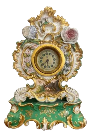 Edwardian Hand Painted Porcelain Mantle Clock, 1900s