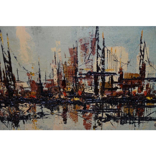 Mid Century Modern Abstract Cityscape by Garcia C.1950s For Sale In San Francisco - Image 6 of 8