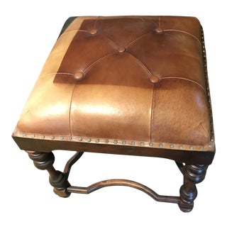 Early 20th Century Leather Ottoman For Sale