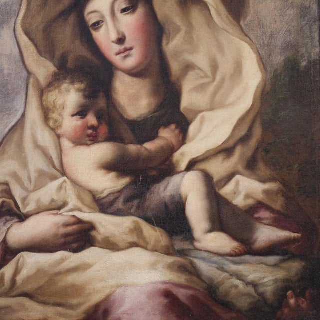 Italian Artist, Madonna with Child, 1680, Oil on Canvas For Sale - Image 14 of 16