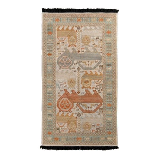 Rug & Kilim Tribal Pictorial Style Rug, Beige, Blue & Red Lions, 4x6 For Sale