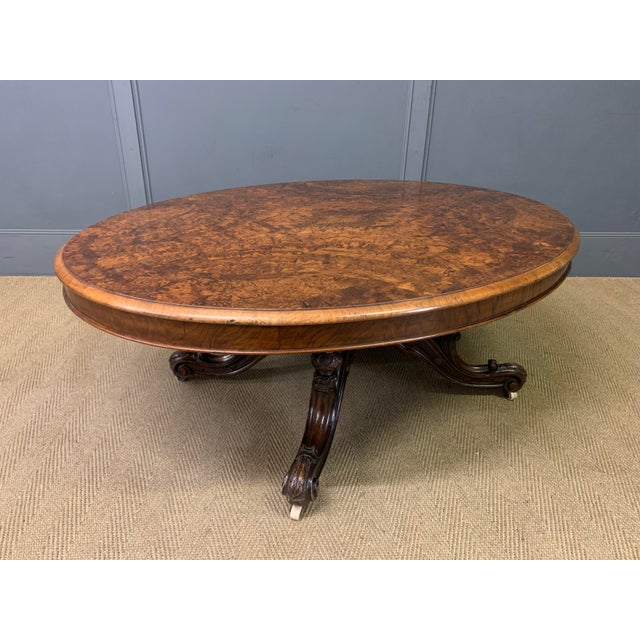 Wood Large Victorian Burr Walnut Coffee Table, 1875 For Sale - Image 7 of 11