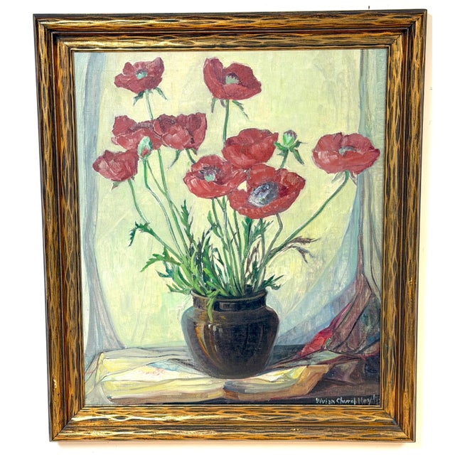 Vivian Church Hoyt (1880–1957) American Still Life of Poppies in Original Giltwood Frame Vivian Church Hoyt (born 1880,...