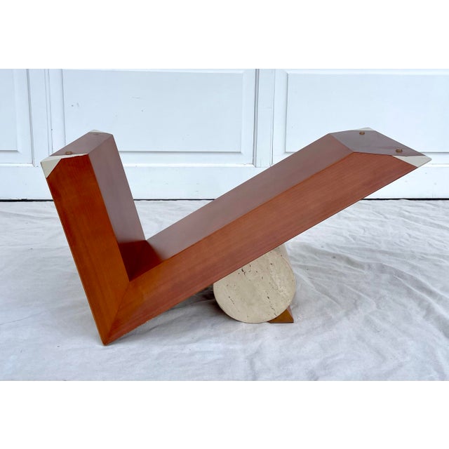 Cattelan Italia Italian Modern Valentino Coffee Table in Wood and Stone, Attributed to Emanuele Zenere for Cattelan Italia For Sale - Image 4 of 12