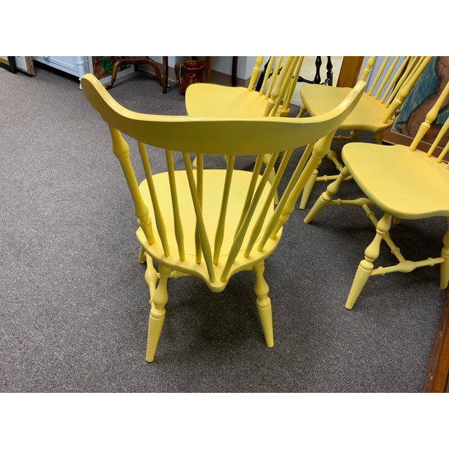 Wood 20th Century Yellow Painted Windsor Chairs Set of Four For Sale - Image 7 of 8