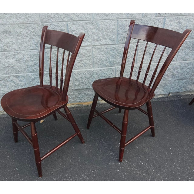 English 20th Century Set of Four Nichols and Stone Mahogany Windsor Side Chairs by Stickley For Sale - Image 3 of 12