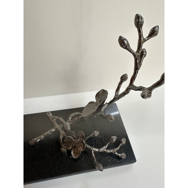 1990s 1990s Michael Aram Black Granite Orchid Branch Wine Bottle Caddy Rest For Sale - Image 5 of 17