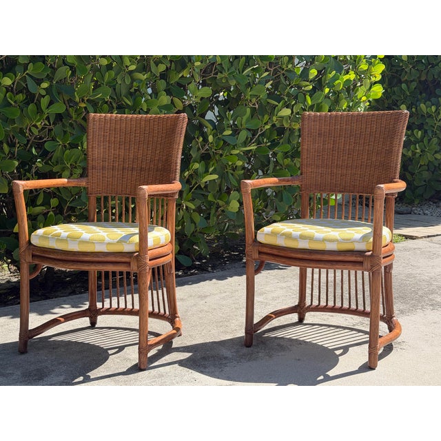 Vintage Barrel-Back Rattan Armchairs, Pair For Sale In Naples, FL - Image 6 of 14