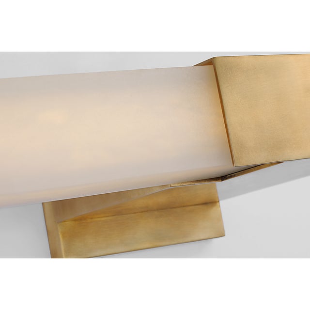2020s Kelly Wearstler for Visual Comfort Signature Covet 24" Over The Mirror Bath Light in Antique-Burnished Brass with Alabaster For Sale - Image 5 of 8
