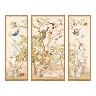 A Jungle Gathering by Allison Cosmos, Set of 3, in Gold Framed Paper, Medium Art Print For Sale