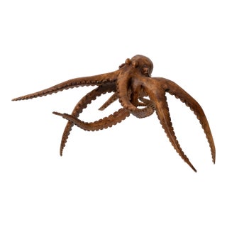 1990s Monumental Hand-Carved Balinese Suar Wood Octopus Sculpture For Sale