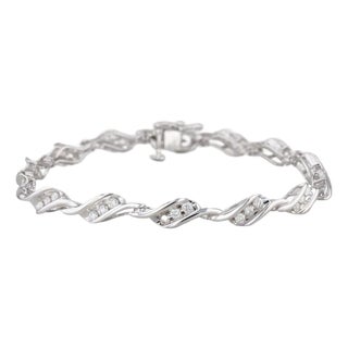 0.85ctw Diamond Tennis Bracelet 10k White Gold 7" 5.2mm For Sale