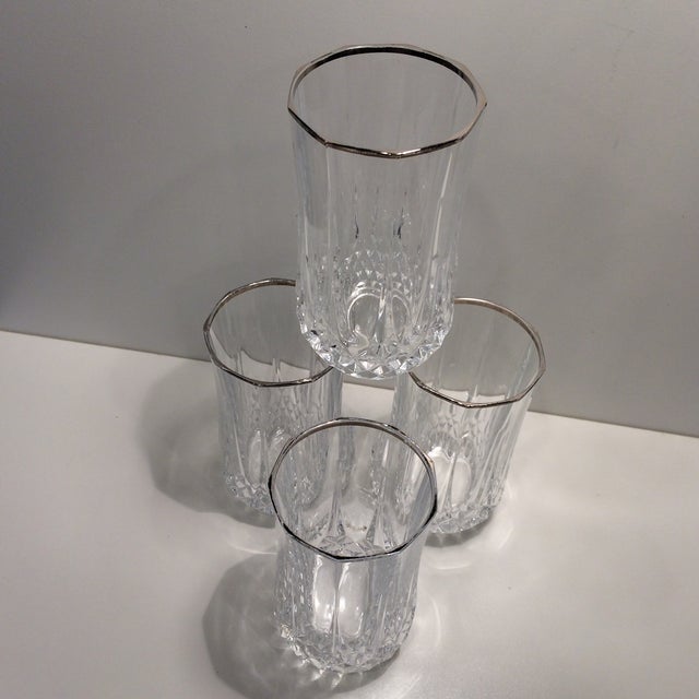 Vintage Leaded Crystal Silver Rim Water Glasses Set of 4 Chairish