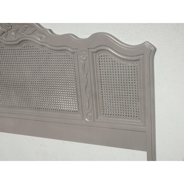 Vintage by Drexel ~ French Country Gray Ornate Cane Queen Headboard For Sale In Los Angeles - Image 6 of 15