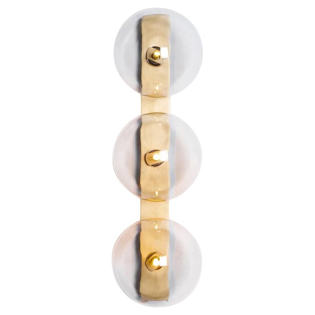 Oslo Triple Brass Wall Sconce by Schwung For Sale