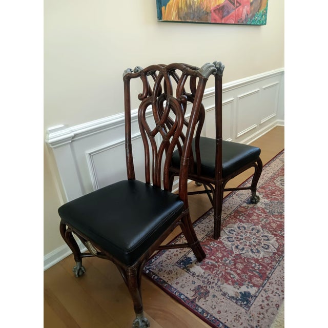 Coffee 1990s Exceptional Maitland-Smith French Empire Center Dining Table & Stunning Antique Matching Chippendale Armchairs For Sale - Image 8 of 12