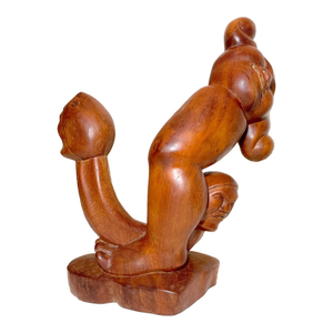 Vintage Hand Carved Modernist Contemporary Wood Figural Sculpture Statue Art