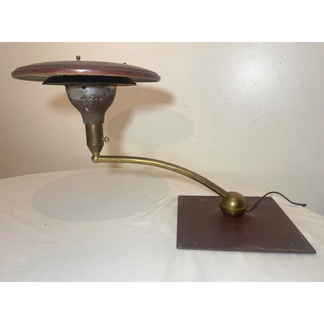 Vintage Mid Century Modern Wheeler Brass Tole Flying Saucer Table Lamp Modernist For Sale In New York - Image 6 of 13