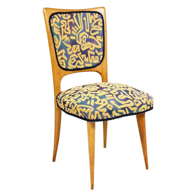 Pair of italian mid-century modern side chairs, gio ponti attributed, pink maple wood, lacquered, restored, polished with...