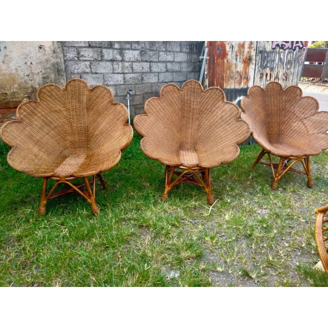 Early 21st Century Vintage Tea Stain Wicker Shell Chair For Sale - Image 5 of 5